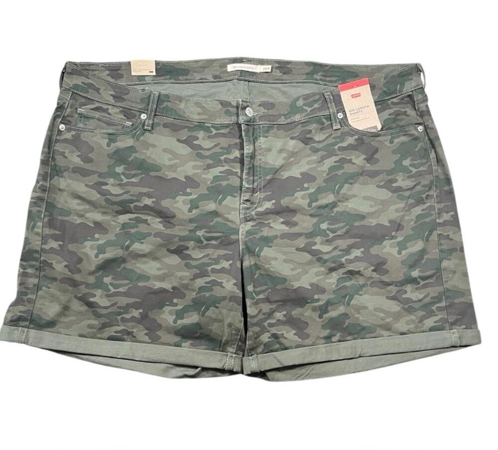 New Levi's Camo Mid Length Shorts Cuffed Rolled Hem Stretch Sz 20W